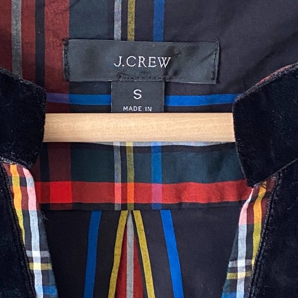 J.Crew Velvet Trimmed V Neck Tunic Size Sm Black Stewart Tartenl Crisp Popover - Picture 16 of 16